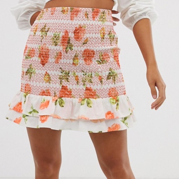 ASOS Sacred hawk shirred waist rose mini skirt - Picture 5 of 5